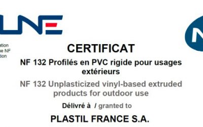 Une nouvelle certification pour nos activités d’extrusion de profilés PVC