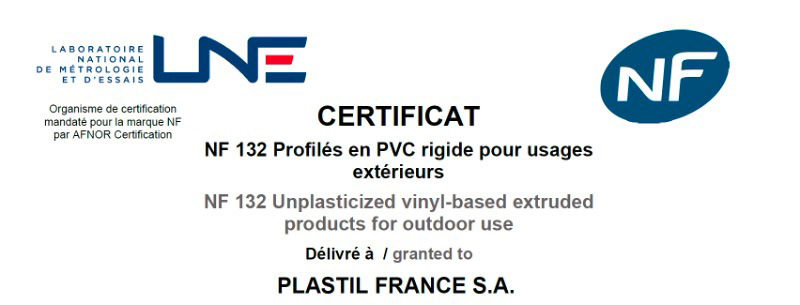 PLASTIL France obtient une nouvelle certification par le laboratoire LNE pour ses activités d’extrusions de profilés PVC